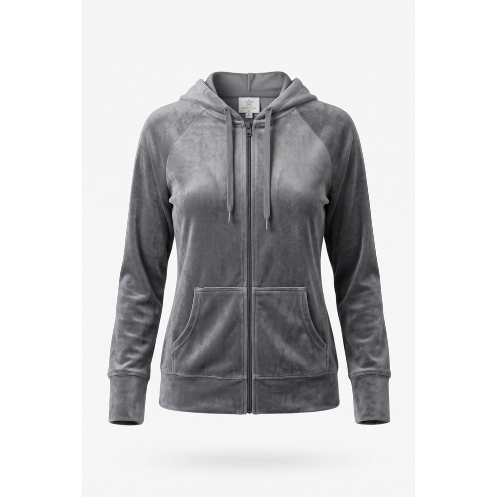 Aerie Offline Gray Velour Zip Up Hoodie Sweatshirt Medium